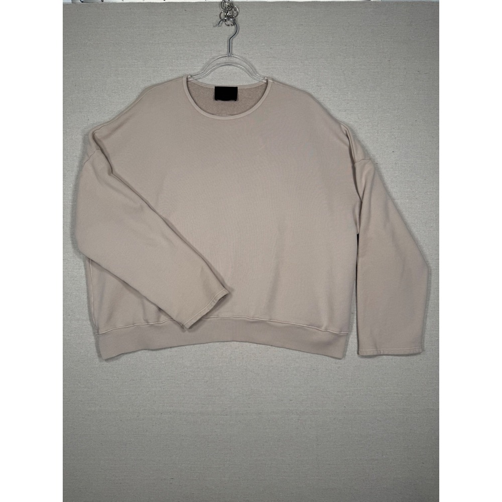 ONA Oversized Crewneck Sweatshirt Beige Tan Drop Shoulder Pullover French Terry